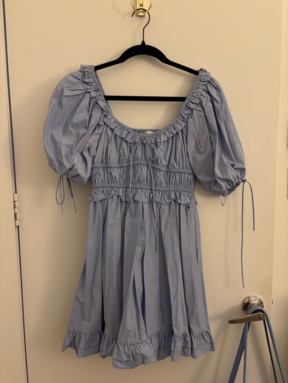En Saison Light Blue Puff Sleeve Mini Dress - Picture 3 of 5